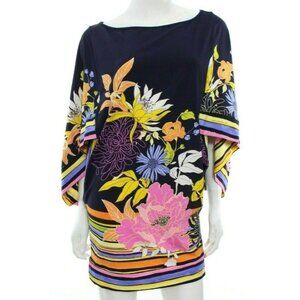 Trina Turk Bal Harbour Swim Tunic Floral Stripe Cover Up EUC